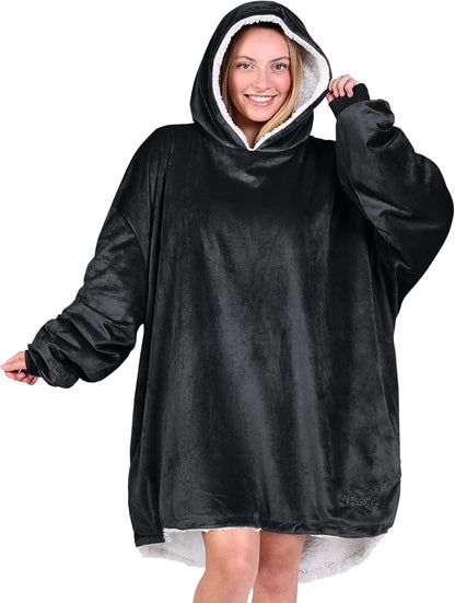 Bare Home Wearable Blanket Hoodie - Soft Plush Sherpa - Warm and Cozy - Oversized Wearable Blanket