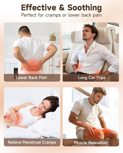 Cordless Heating Pad with Massager for Back Pain Relief, Portable Wearable Heat Belt for Lower Back 8000mAh Rechargeable Wireless Electric with 3 Heat 3 Vibration, Gifts for Women Men Mom Dad Seniors