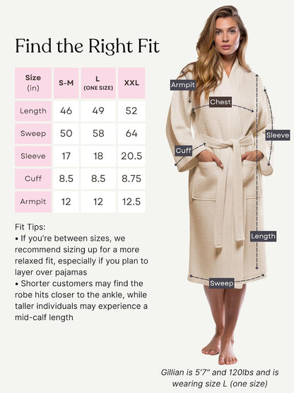 Turquaz Womens Lightweight Waffle Kimono Bathrobe for Men - Soft Quick-Dry Spa & Summer Towel Robe, Cotton Blend