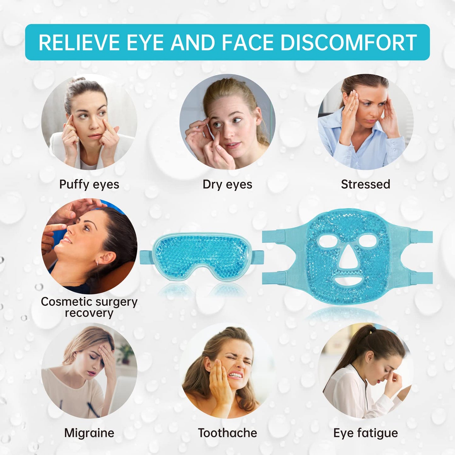 ZNÖCUETÖD Cold Face Ice Mask Facial Ice Pack, Hot Cold Compress for Face