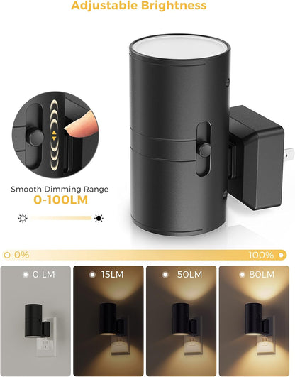 L LOHAS LED Night Light, Amber Nightlight, Dimmable Night Light 100LM, Light Sensor, Yellow Nightlight, Sleep Light for Kids, Soft & Warm Light for Bedroom, Hallway, Bathroom, 2 Pack