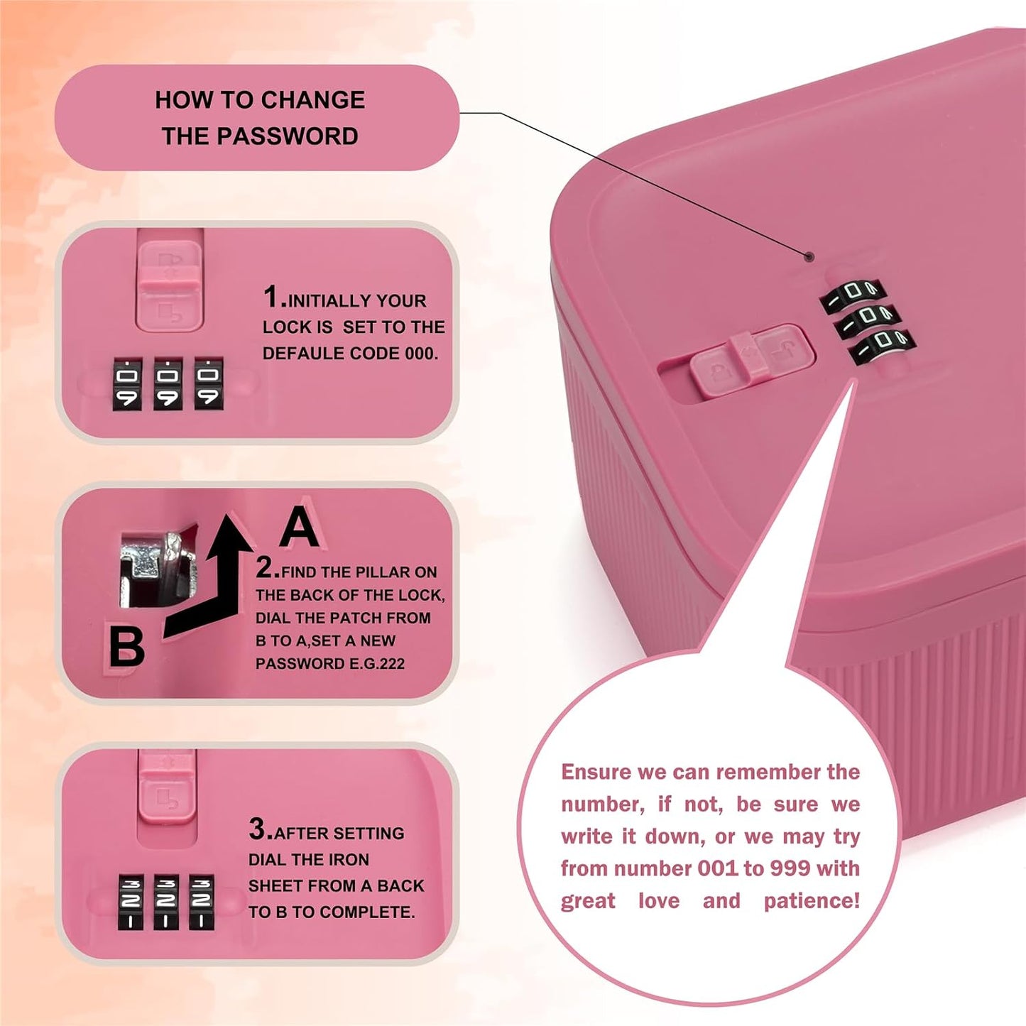 Medication Lock Box,Small Lockable Storage Box with Combination Code for Phone,Medicine Safe,Food, Home,Refrigerator,Office,Personal Items,Travel,Gift