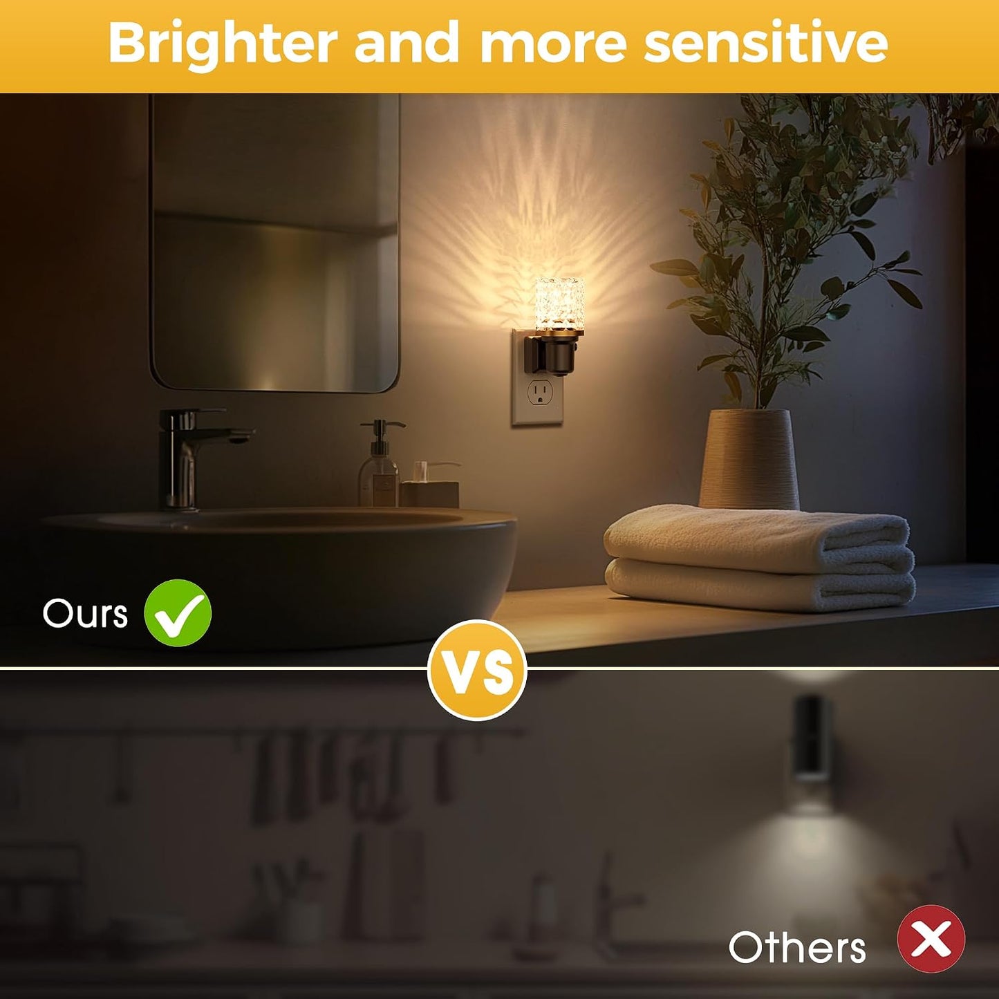 L LOHAS LED Night Light, Dimmable Night Lights Plug into Wall, Automatic Night Lights Plug in with Auto Light Sensor,Adjustable Brightness Amber LED Night Light, for Bedroom Hallway Home Decor