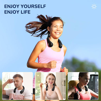 Morelax Neck Fan, USB Rechargeable Personal Fan,Hand Free Bladeless Portable Fans,4000 mAh, 3 Speeds,72 Air Faster softer 360° Cooling, Ultra Quiet,Gift Suitable for Home, Office, Travel, Sports