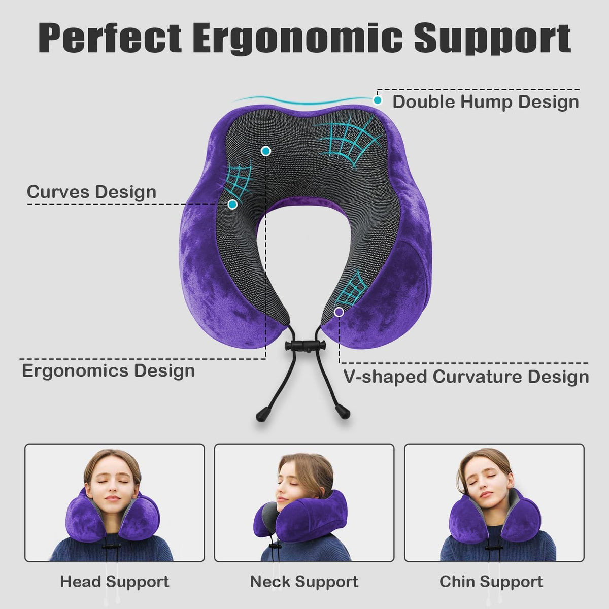 Travel Pillow, Memory Foam Neck Pillow for Traveling, U Shape Neck Pillow Airplane Portable Flight Pillow Travel Kit with 5D Contoured Eye Masks and Earplug for Plane Train Car Home Office