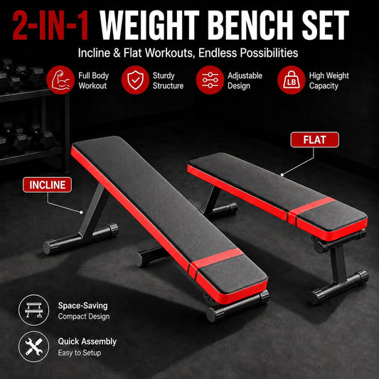 Folding Weight Bench Flat Workout Bench for Home Fitness