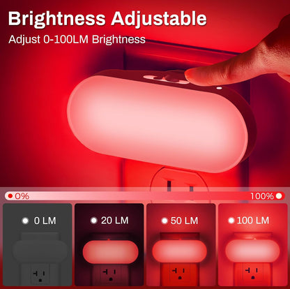 DORESshop Amber Night Light, Auto On/Off, 0-100 LM Adjustable Brightness, Dimmable Plug Into Wall Light Sensor Night Light for Kids Room, Bedroom, Stair Lights, Amber, 1W, 2 Pack