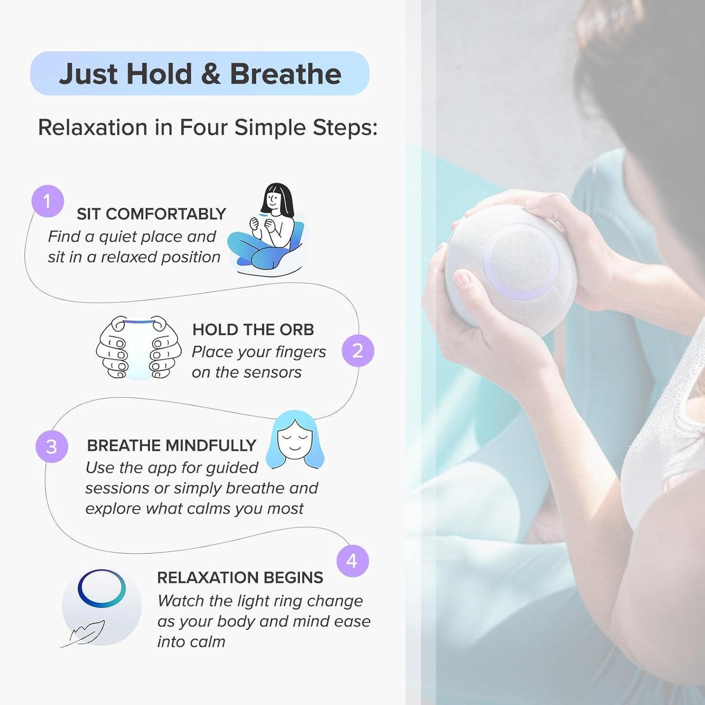 Reflect Orb: Smart Tracker for Stress Relief & Mental Health. Biofeedback Device to Enhance Focus, Reduce Anxiety, Support ADHD, Master Meditation & Mindfullness, Emotional Regulation Self-Care Gift