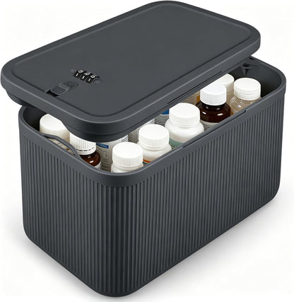 Small Lock Box, Lockable Storage Box with Combination Code for Medication Safe, Medicine Lock Box for Pills/First Aid Kits/Food/Snack Phone Jail, Locked Container for Home/Fridge/Office/School (Pink)