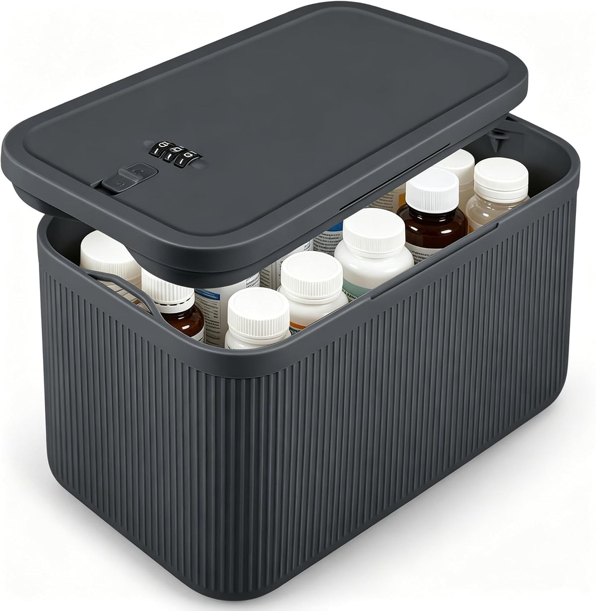 Small Lock Box, Lockable Storage Box with Combination Code for Medication Safe, Medicine Lock Box for Pills/First Aid Kits/Food/Snack Phone Jail, Locked Container for Home/Fridge/Office/School (Pink)