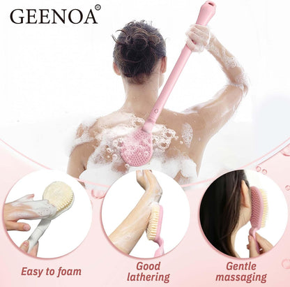 New Foot Brush with Adjustable Long Handle, 3-in-1 Foot Scrubber for Wet or Dry Brushing, 10.2’’- 27.5’’ Foot Scrub Brush for Senior, Pregnant, Disabled, or Injured, Gift-Box Packed(White)