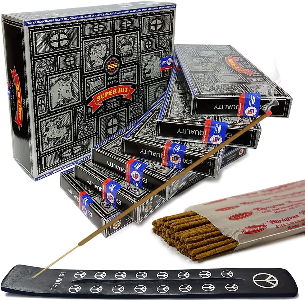 TRUMIRI Incense Stick Holder Bundle with Satya Sai Baba Nagchampa 250g Bulk Incense Sticks Nag Champa Agarbatti - Pack of 1 (Approx 250 Insence-Sticks)