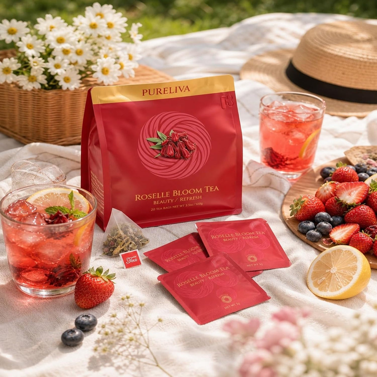 Tea Sampler Variety Pack, Caffeine Free Tea Bags for Women, Hot or Iced