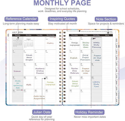 Planner 2026-2027, Weekly and Monthly Calendar Planner, JUL 2026 - JUN 2027 | Academic Year, Daily Agenda Book, A5(6.3'' x 8.5''), Sprial Bound, Inner Pocket, Office School Use