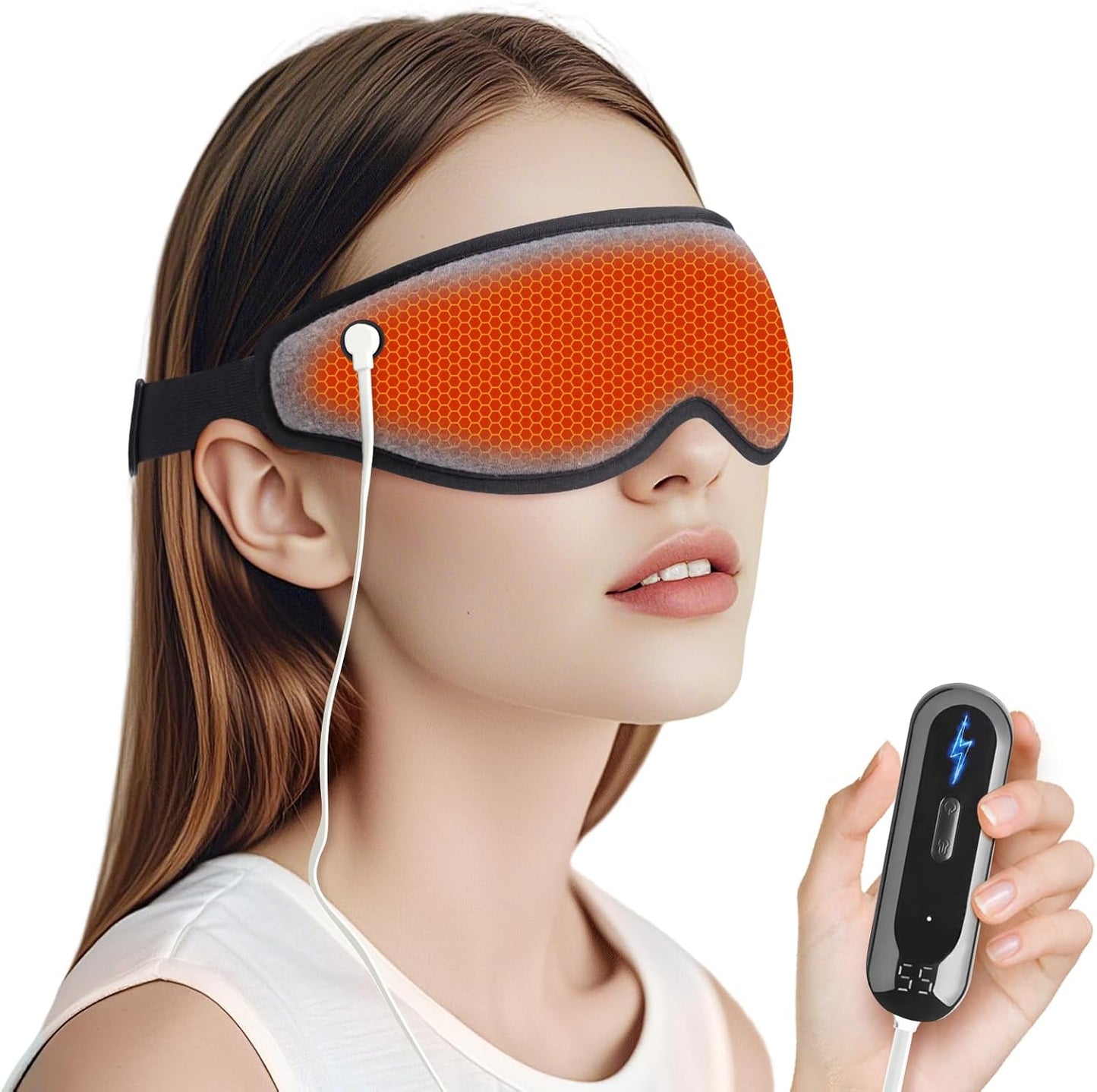 Heated Eye Mask Warm Eye Compress for Dry Eyes - Cordless Electric Heat Eye Mask with Temperature Timer Control Heating Pad for Dry Eye Relief, Stye, Blepharitis, Improve Sleep
