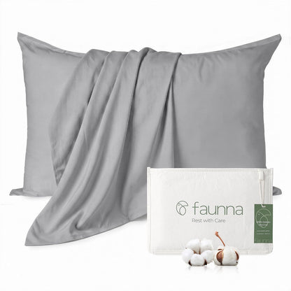 FAUNNA 100% Cotton Pillow Protectors, 600 Thread Count, Standard, 4 Pack