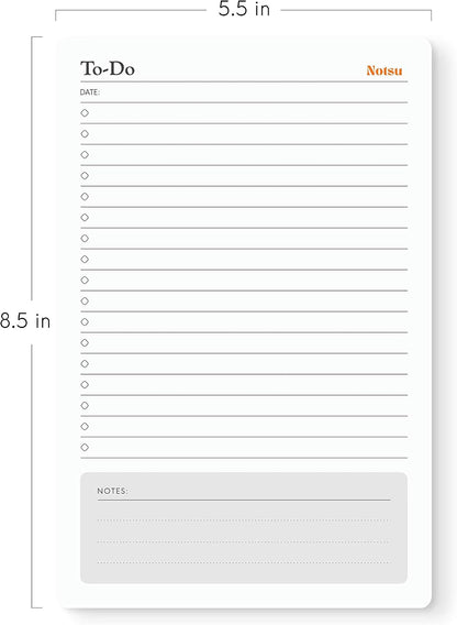 Notsu To Do List Small Desk Notepad 2 Pack 3.9" x 6.3"
