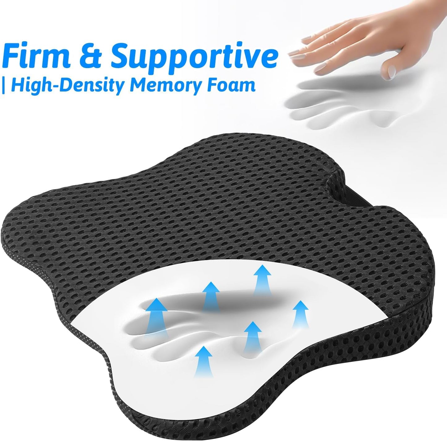 Wedge Car Seat Cushion for Better Visibility & Sciatica Pain Relief - High Density Memory Foam, Non-Slip Ergonomic Car Seat Cushion for Driving, Universal Fit for Car, SUV,Truck & Tractor