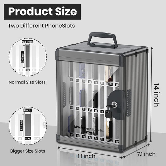 36 Slots Cell Phone Locker for Classroom, Portable Mobile Phone Storage Box with 【2 Different Size Slots】, Phone Lock Box Wall Mounted (Black)