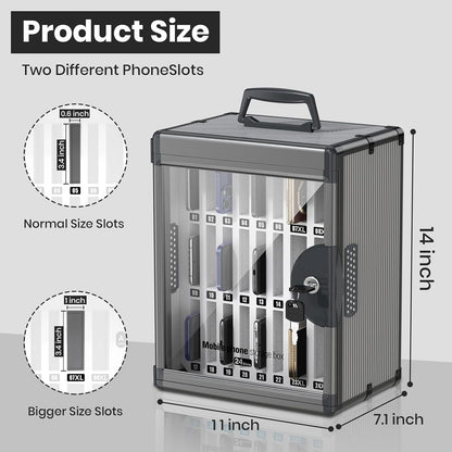 36 Slots Cell Phone Locker for Classroom, Portable Mobile Phone Storage Box with 【2 Different Size Slots】, Phone Lock Box Wall Mounted (Black)