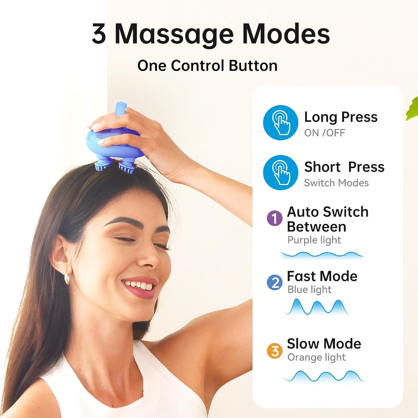 COMFIER Electric Scalp Massager, Waterproof Head Massager with Mutlti-Modes Vibration, Handheld Portable Head Scratcher for Hair Growth, Dog Cat Massager for Deep Clean and Stress Relax