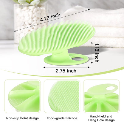 INNERNEED Soft Silicone Body Cleansing Brush Shower Scrubber, Gentle Exfoliating and Massage for All Kinds of Skin (Dark Green)