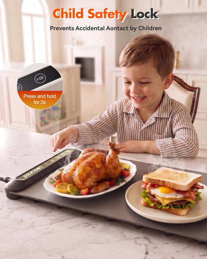 Warming Mat For Food Extra Large 36"x16" 580W Food Warming Mat With Heat Resistant Pad,Chafing Dishes for Buffet 6 Temp 6 Hour,Roll Up Food Warmers for Parties Buffet for Catering Gatherings