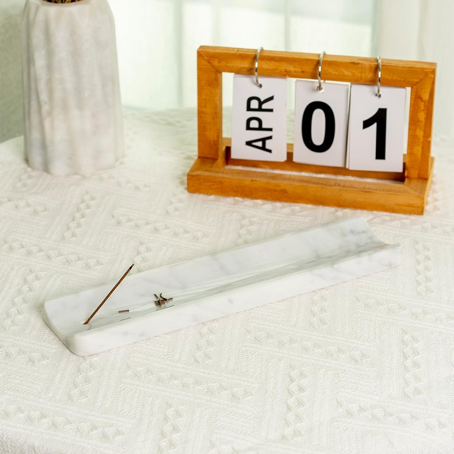 Koville Marble Incense Holder, Incense Holder for Sticks, Incense Sticks Holder Ash Catcher for Meditation Yoga SPA, Natural Stone Incense Burner, Home Table Decor (Grey)