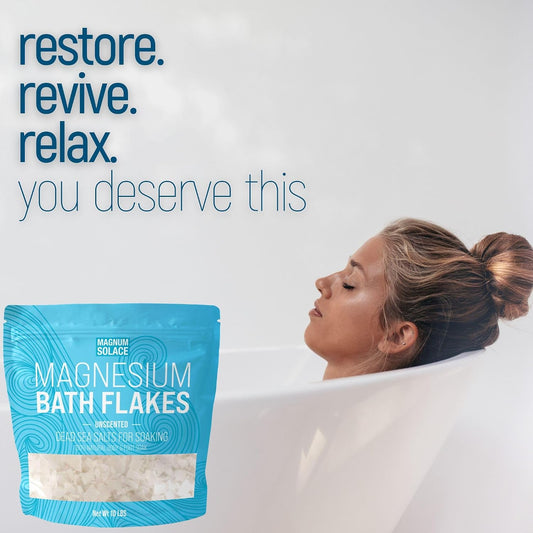 Magnesium Flakes for Bath - Magnesium Chloride Flakes - Dead Sea Salts for Soaking, 10 LBS