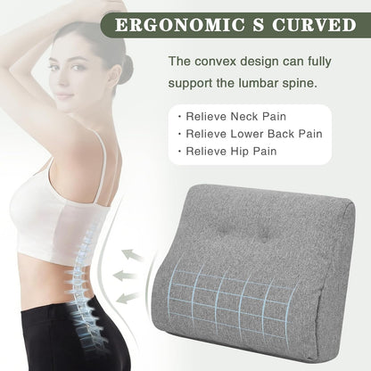 baibu Lumbar Support Pillow for Recliner, Large Memory Foam Dual-Layer Patent Design Back Support Cushion for Sofa & Gaming Chair, Ergonomic Lumbar Pillow with Machine Washable Cover, Brown