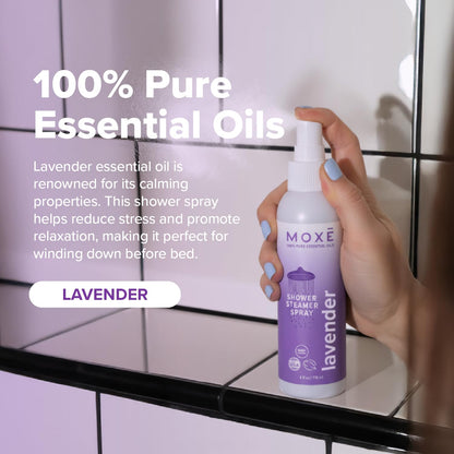 MOXĒ Eucalyptus Oil Shower Mist, Spa Steam Spray, Certified Natural 100% Essential Oils, Made in USA, Aromatherapy, Sinus Congestion Relief, Tension Relief, 4 Ounces
