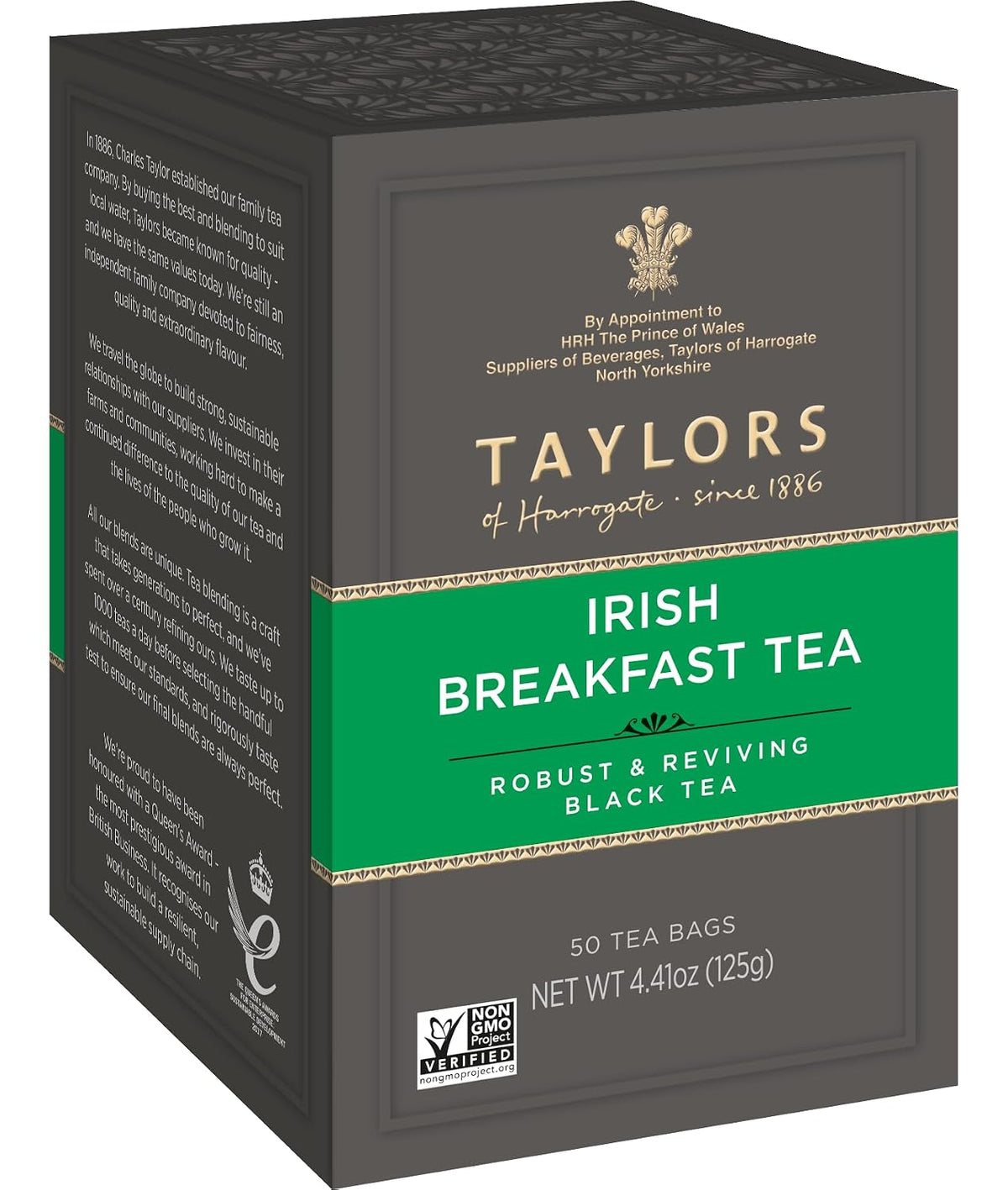 Taylors of Harrogate Irish Breakfast, Black Tea, Pillow Bags, Rich, Bright & Malty, Caffeinated, Enjoy Hot or Iced, 50 Teabags, 50 Count (Pack of 2)