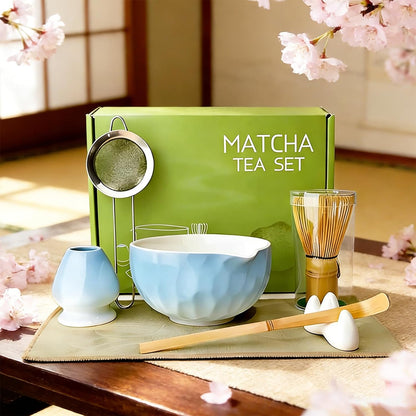 Matcha Whisk Set – Ceramic Matcha Bowl with Pour Spout, Bamboo Whisk, Whisk Holder, Scoop, Sifter – Japanese Matcha Kit for Beginners (Pink)