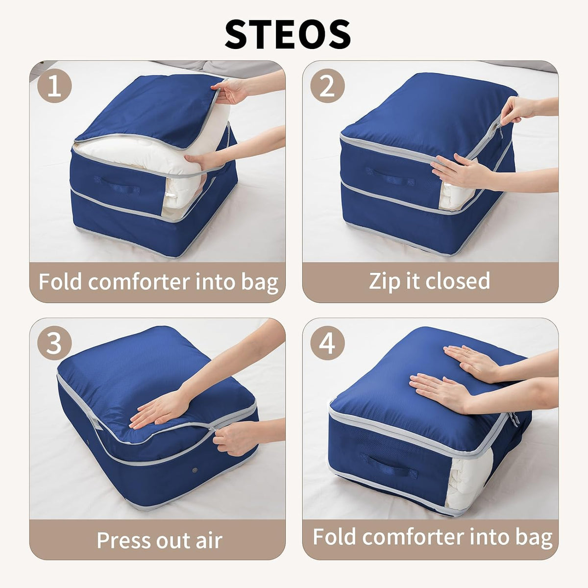 DIMJ Comforter Storage Bag - Blanket Storage Organizer Compression Bags, Large Capacity Ultra Space Saving Self Compression Organize for Bedding, Pillow, Duvet, Sheet Storage with Zipper Window