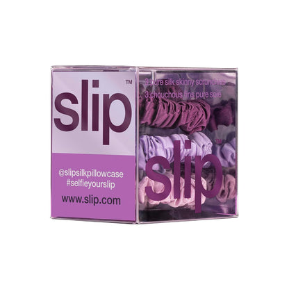 SLIP Amazon Exclusive Skinny Scrunchies: Anti-Crease, Anti-Breakage Slipsilk™ Design Protects Delicate Hair | Includes 3 Pure Silk Scrunchies, Basics
