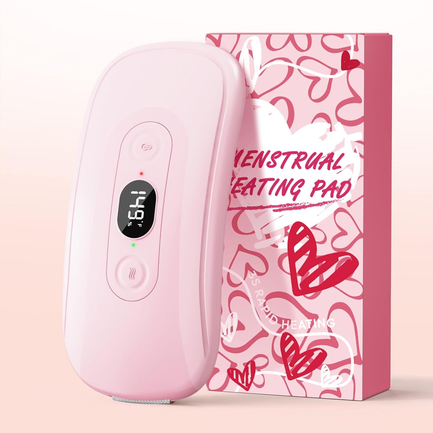Portable Heating Pad: 2 Timer 6 Heat Levels 6 Vibration Modes Cordless Electric Heating Pad 3s Fast Heating Travel Heating Pad Gifts for Women Christmas Birthday Pink