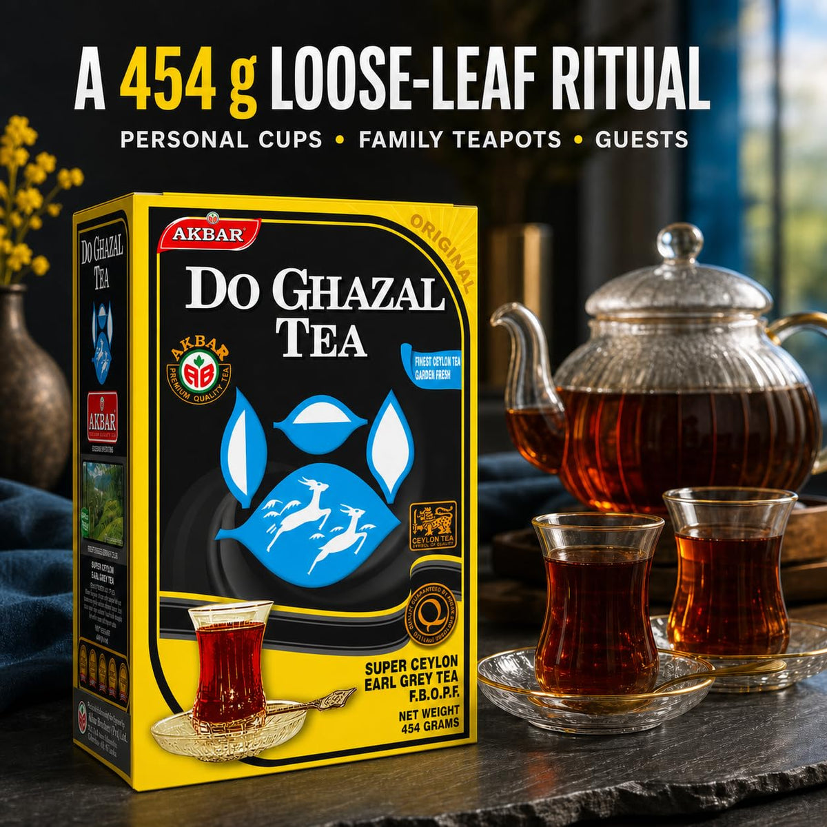 Do Ghazal Earl Grey Loose Leaf Tea, Pure Ceylon Black Tea, 454 g