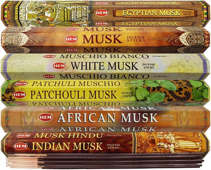 Hem Incense Sticks Variety Pack #23-120 Insence-Sticks (6 Incents x 20 Insense) + Incense Stick Holder with 6 Most Liked Scents Including Patchouli Dragons Blood White Sage Frankincense-Myrrh