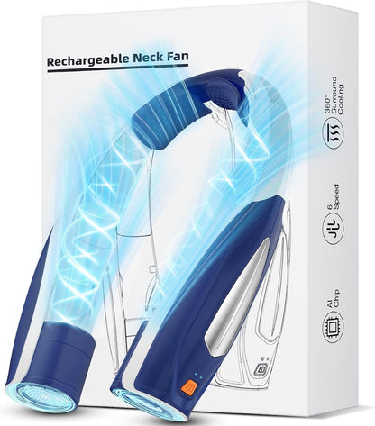 Hionly AI Neck Fan, 6 Speeds Adjustable Portable Personal Fan Rechargeable, Faster Cooling Wearable Fan, Ultra Quiet for Home, Office, Travel, Outdoor