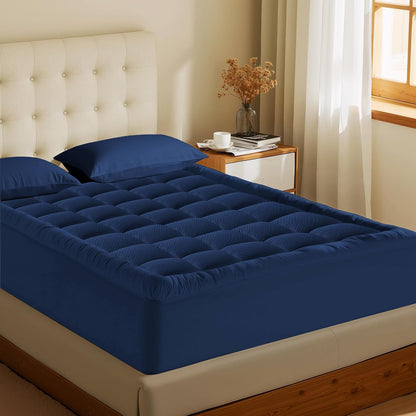 MATBEBY Queen Size Mattress Pad - Cooling Breathable Mattress Topper, Quilted Fitted Mattress Protector, Pillow Top Mattress Cover with 8-21" Deep Pocket, Soft, Machine Washable, White, 60x80 Inches