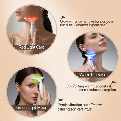 Neck Face Massager Tool, 3-in-1 Portable Facial Massager, Face Sculpting Tool at Home for Skin Care with Vibration (White)