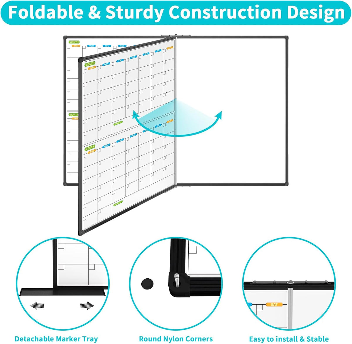 JILoffice Magnetic Dry Erase Calendar Whiteboard, 24" x 18" Monthly Board