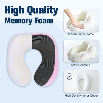 Cirorld Neck Pillow for Traveling, Travel Pillows for Airplanes,100% Pure Memory Foam Travel Neck Pillow, Adjustable Flight Pillow, Portable Plane Accessories with Eye Mask, Earplugs, Carry Bag
