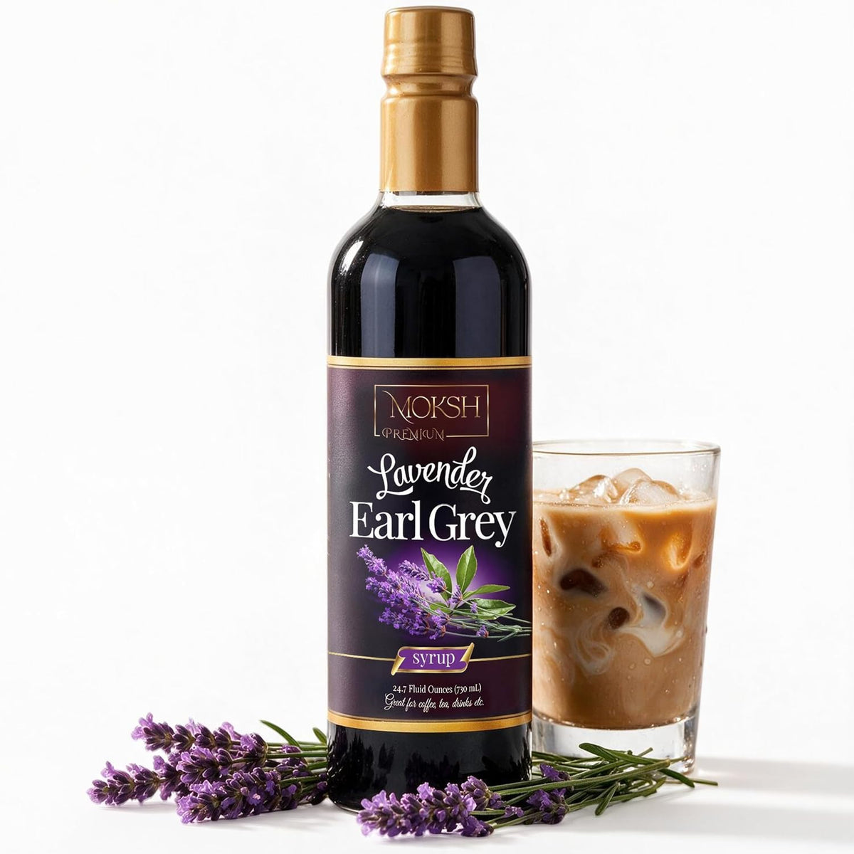Moksh Premium Lavender Earl Grey Syrup for Coffee, Lattes, Tea & Matcha