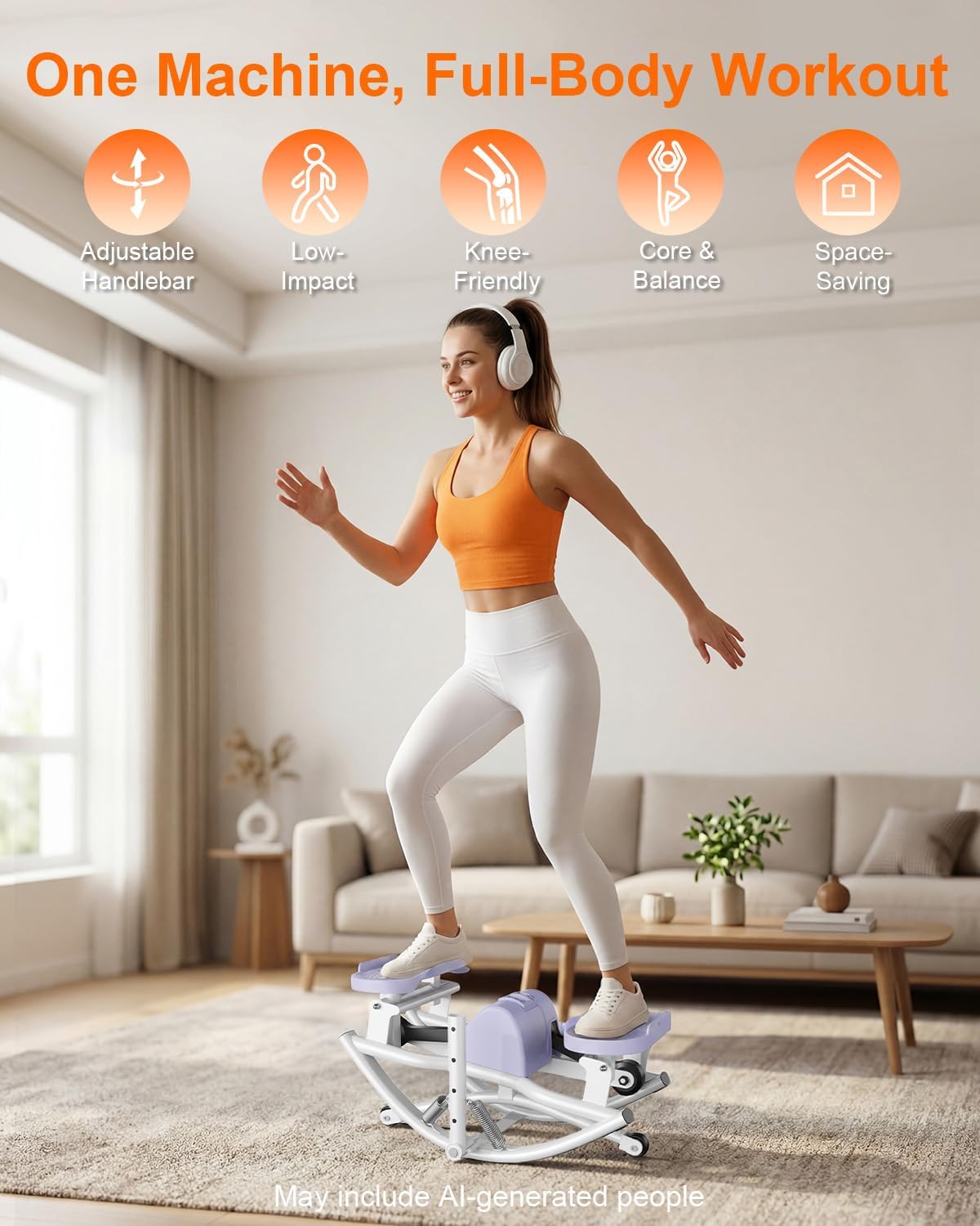 Rocking Steppers for Exercise at Home, Rocker Stepper Side to Side with Resistance Bands & Handlebar for Full Body Workout, Low-Impact Lateral Stepper Exercise Machine with Digital Monitor