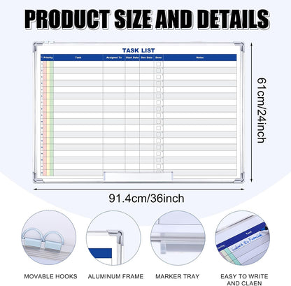 Lincia Double Sided Magnetic Maintenance Task Whiteboard Large Dry Erase 36 x 24 Inch Erasable Task Planner White Board for Wall Employee Assignment Tracker for Office Managing and Tracking Tasks