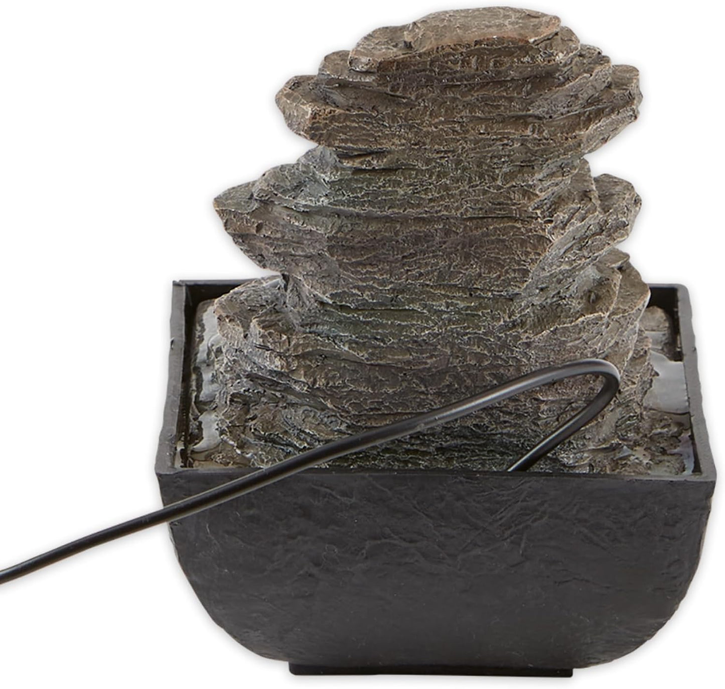 Zingz & Thingz Zen Collection Resin Tabletop LED Water Fountain, Four-Tier, 9.5x9.5x10