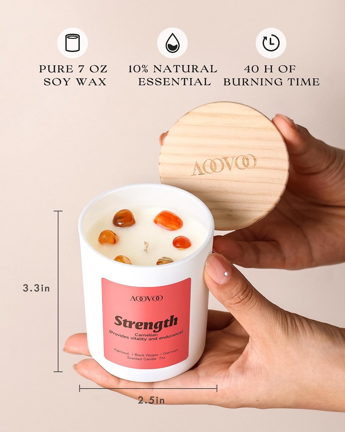AOOVOO Calm Candles Set for Women - 4 Pack Candles for Home Scented, 28 oz 200 Hour Burn, Aromatherapy Candle with Crystals, Lavender Calm/Jasmine Serenity/Water Lily Pear Harmony/Patchouli Balance