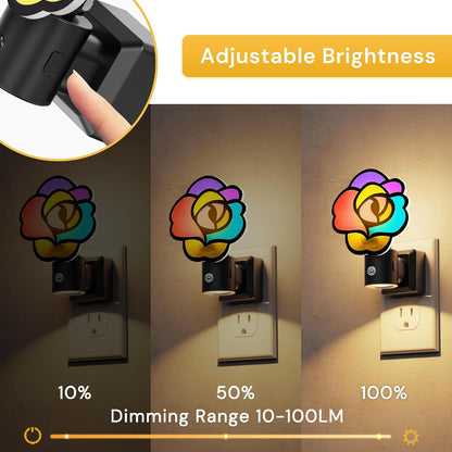 L LOHAS LED Night Lights Plug into wall, Amber Night Light with Adjustable Brightness, Plug in NightLight with Auto Light Sensor, Wall Sconce-Style Design Night Light for Bathroom,Hallway, 2 Pack
