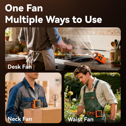 MUXNW Waist Clip Fan,100‑Speed 14000RPM,8000mAh